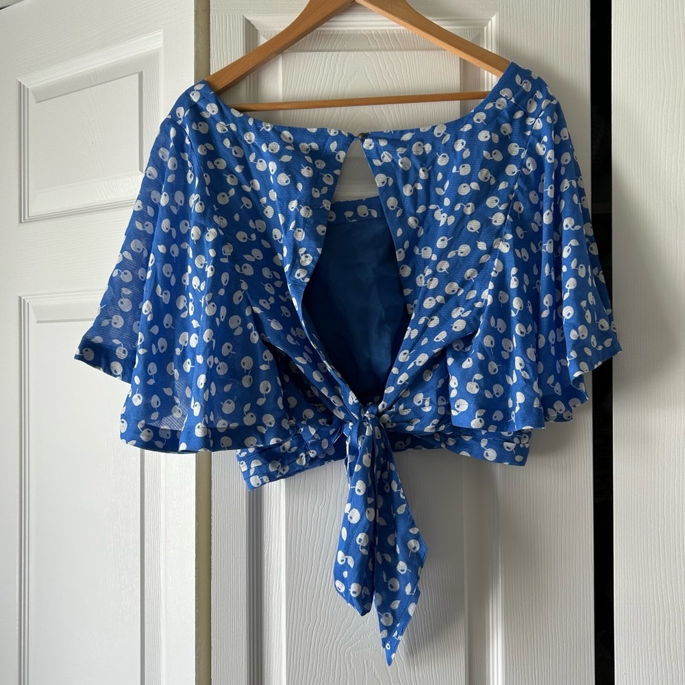 Anthropologie Maeve Square-Neck Crop Top Blue Blouse Top Size 2X NWT - Picture 8 of 13